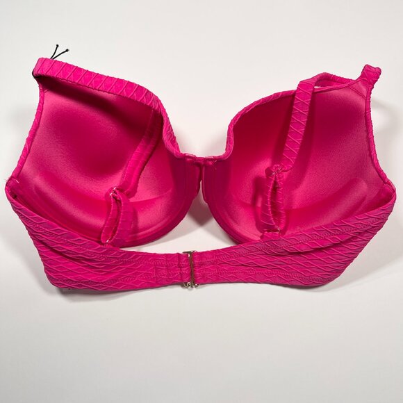 Victoria Secret 38DD ICON Push Up Bikini Top Underwire Textured Pink - Picture 3 of 5